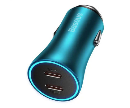 Ładowarka i akumulator Baseus Golden Contactor Pro Car Charger C+C 40W Blue